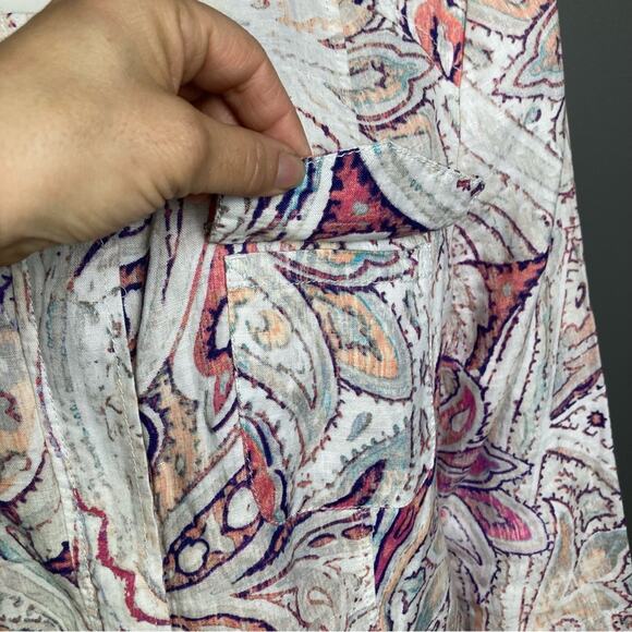 Chico's jacket large linen white pastel pattern print comfortable summer office - Picture 11 of 14